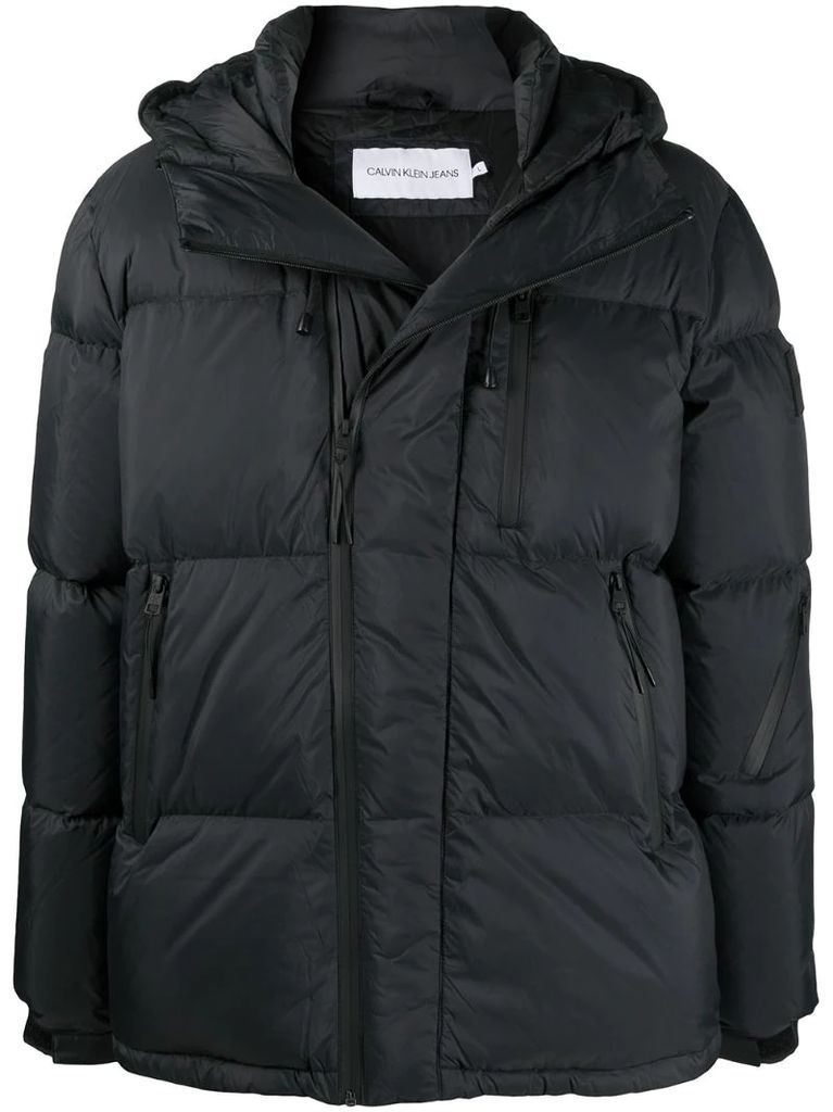 hooded feather-down puffer coat