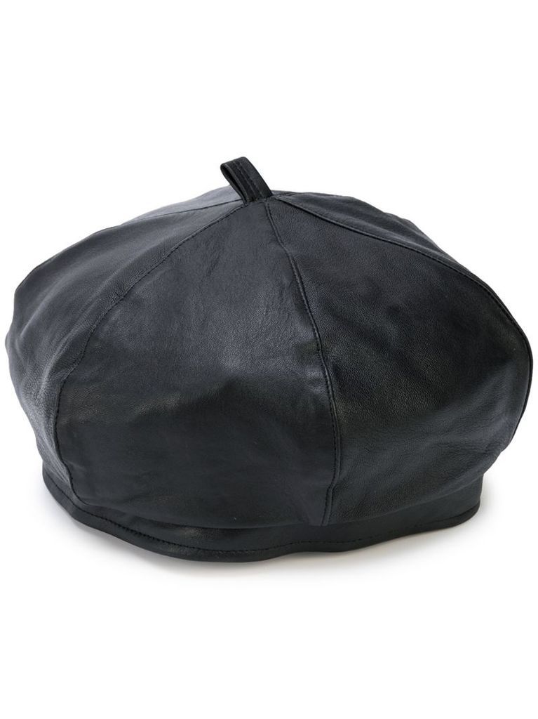leather beret hat