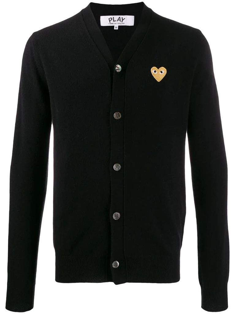 heart embroidered slim fit cardigan