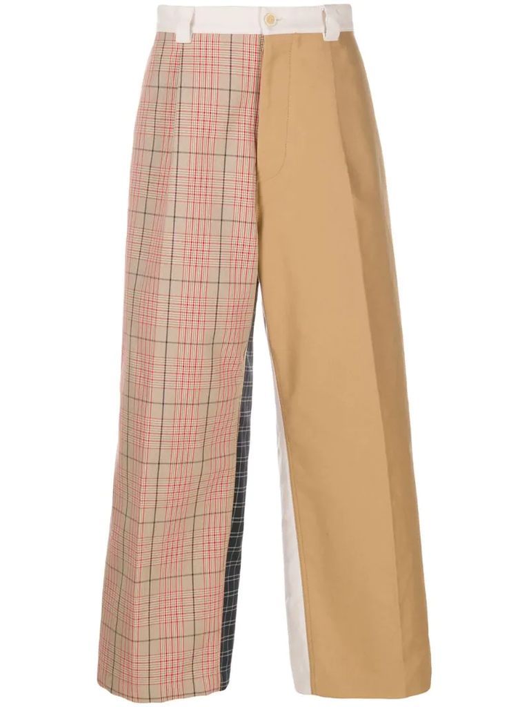 wide leg patchwork trousers