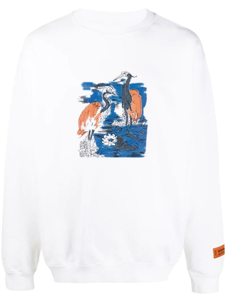 heron-print sweatshirt