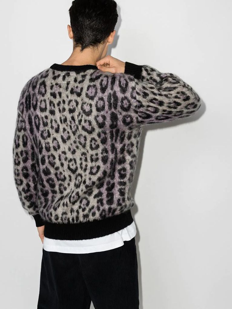 jacquard leopard knit jumper