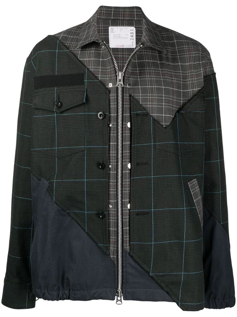 checked panelled jacket