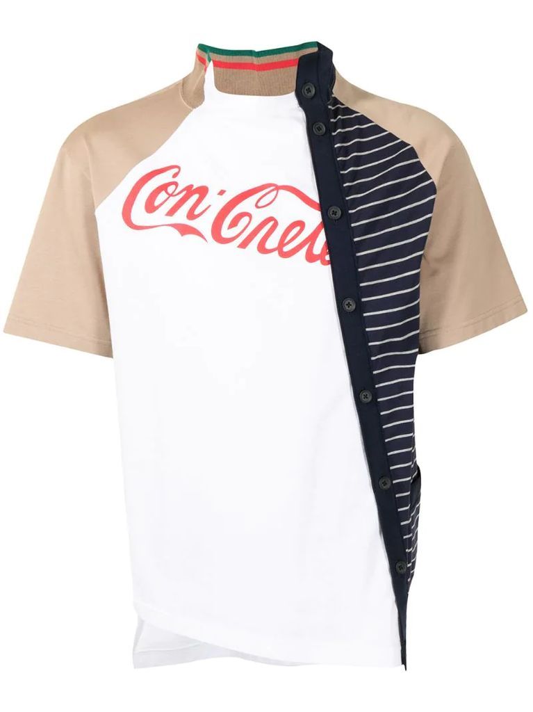 contrast-panel cotton t-shirt