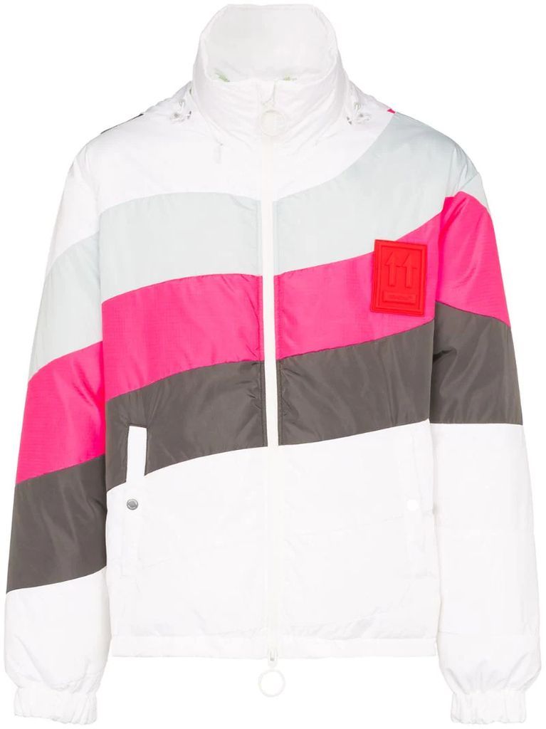 contrast stripe puffer jacket