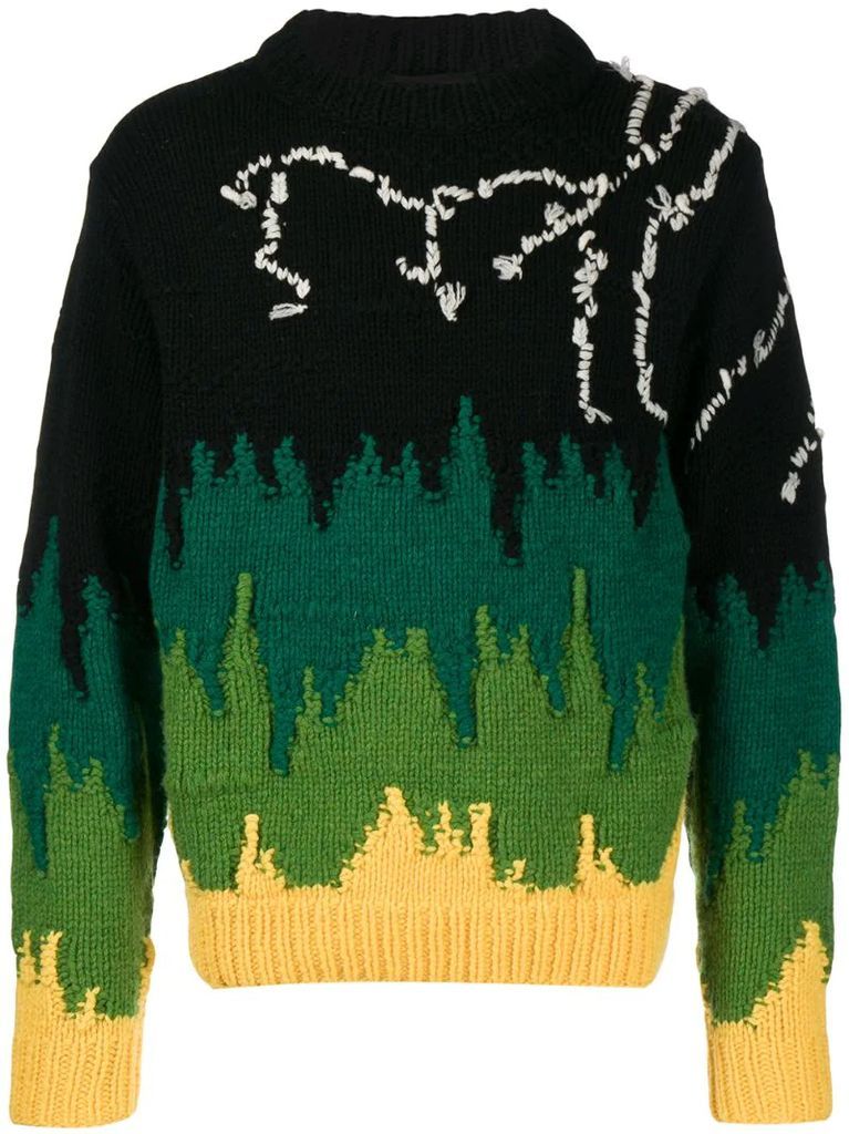 hand-knitted jacquard jumper