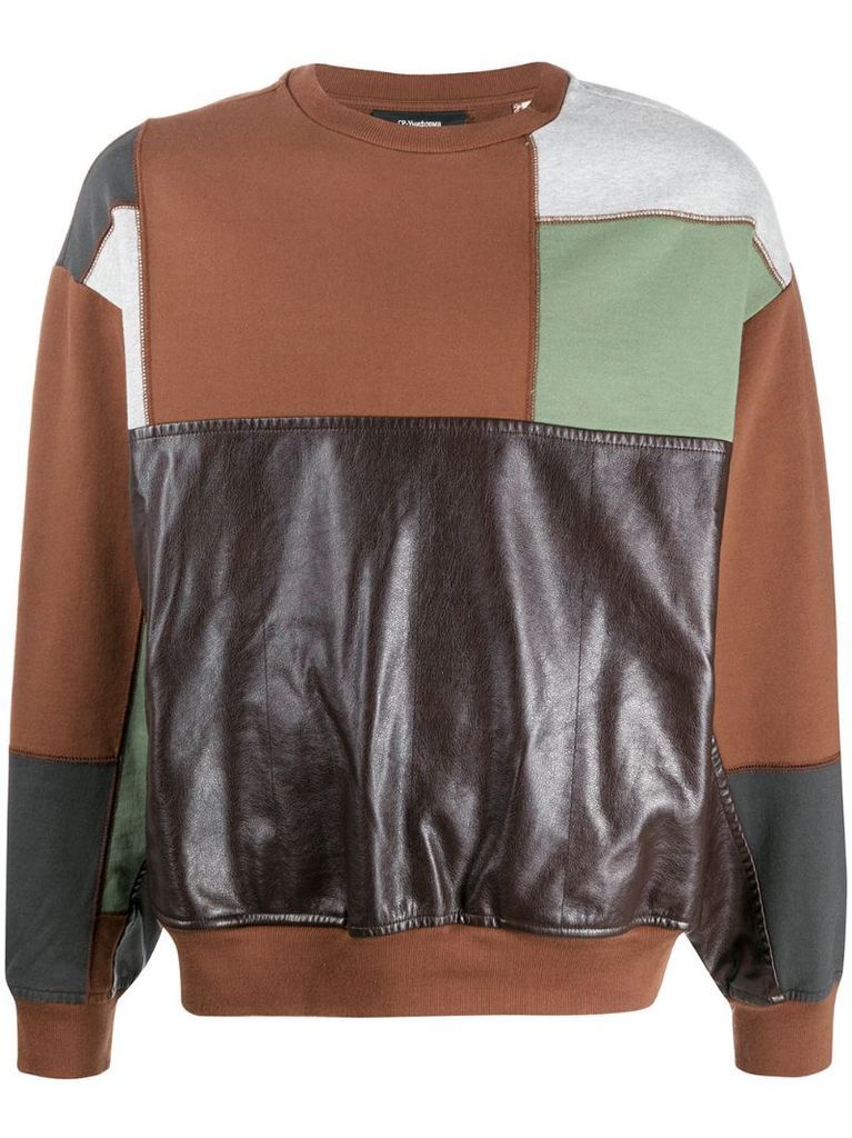 faux leather panel jumper