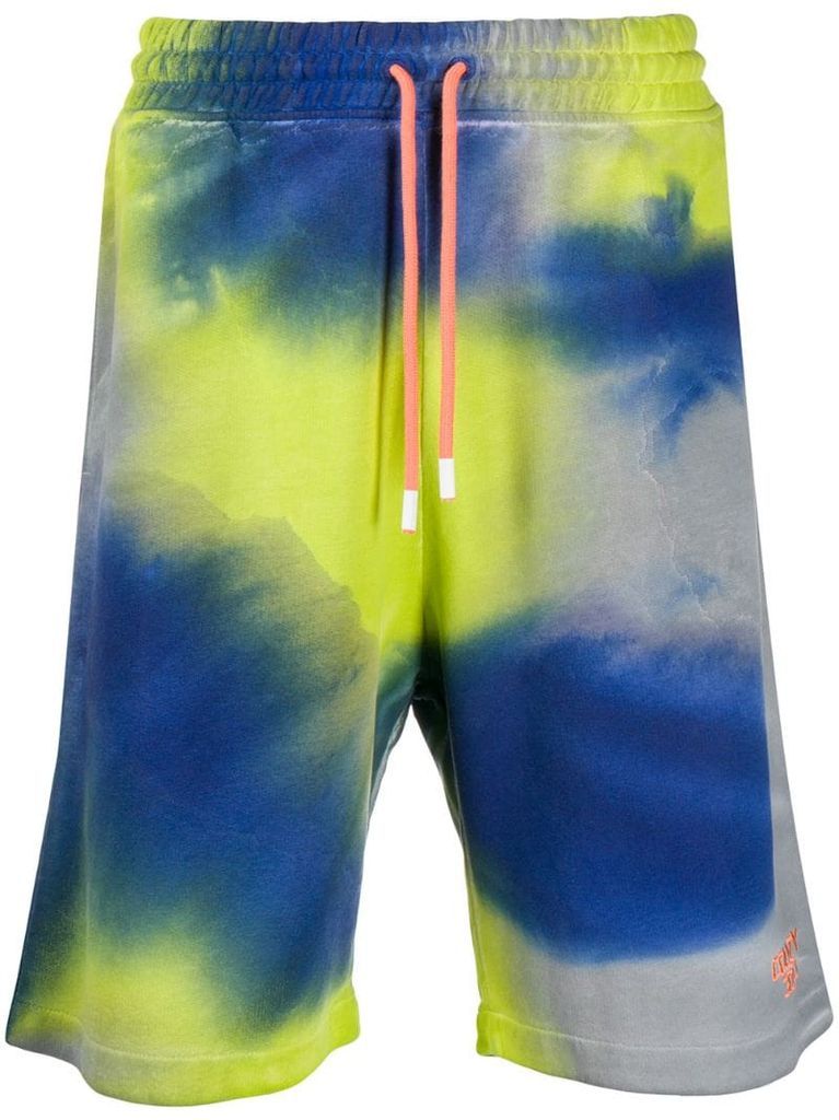 tie-dye logo track shorts