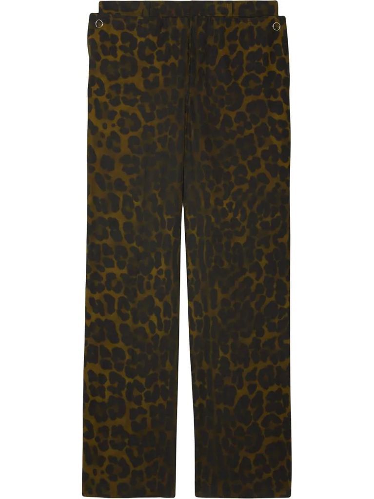 straight-fit leopard print trousers