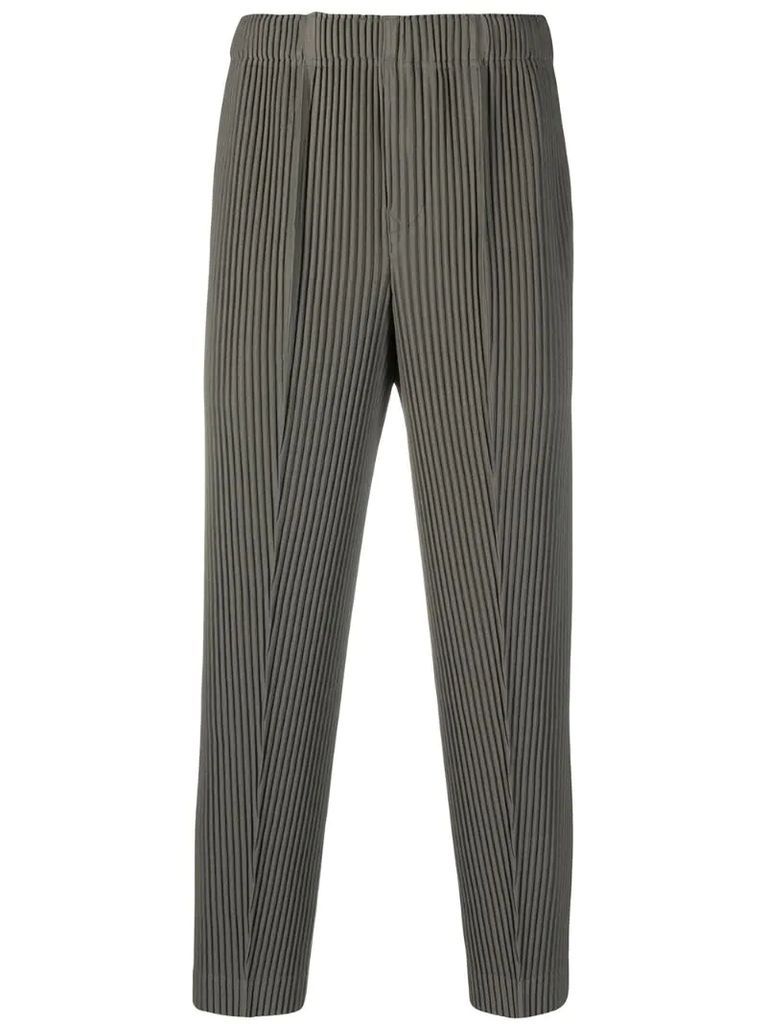pleated straight trousers