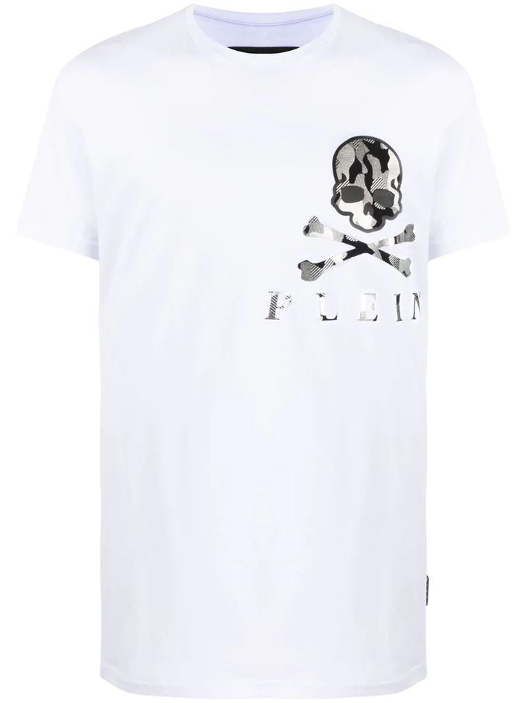 camouflage skull-print cotton T-shirt