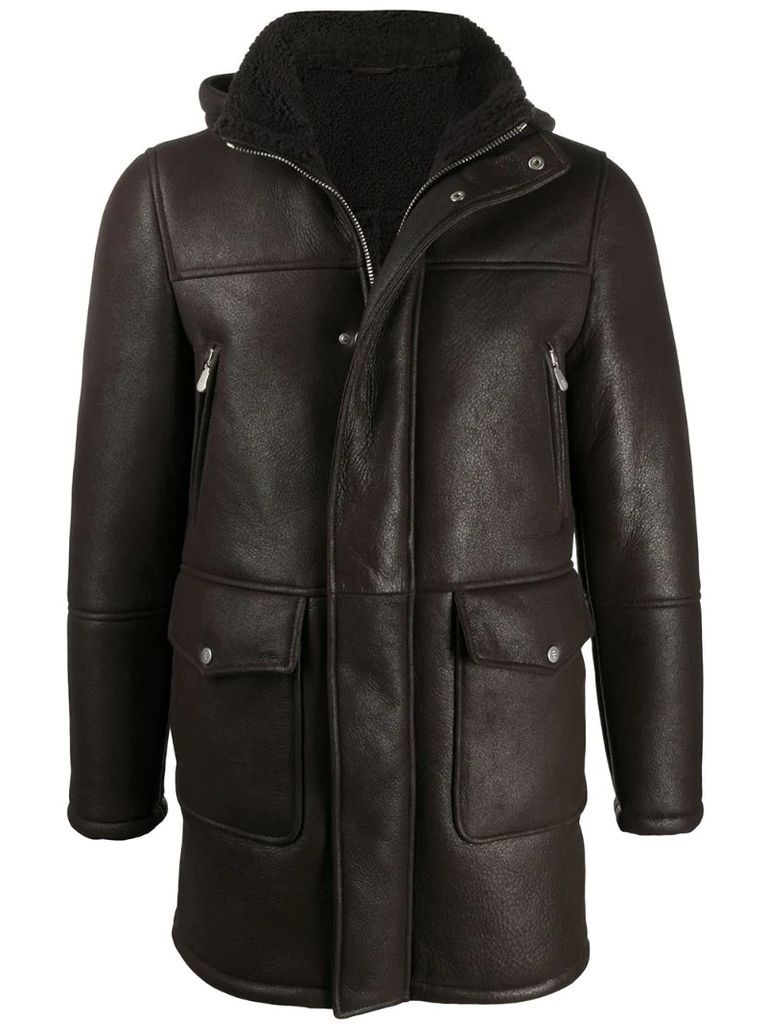 shearling lined leather coat