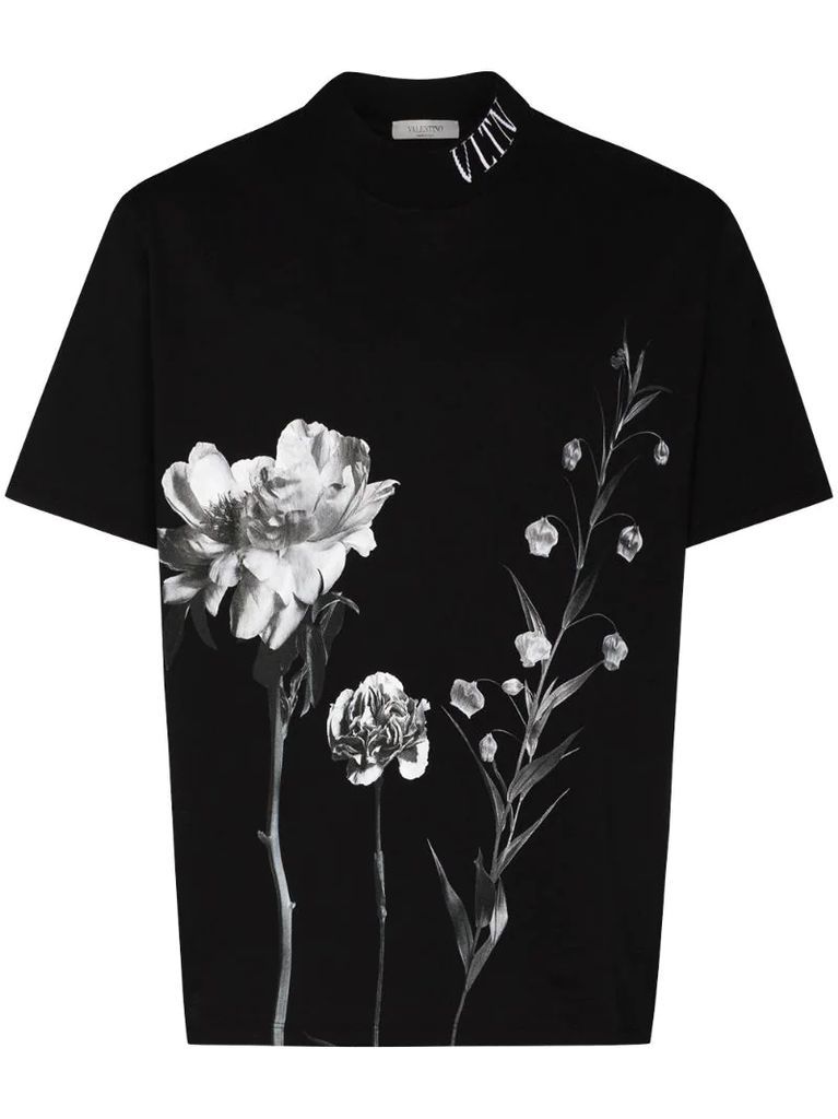 floral print detail T-shirt