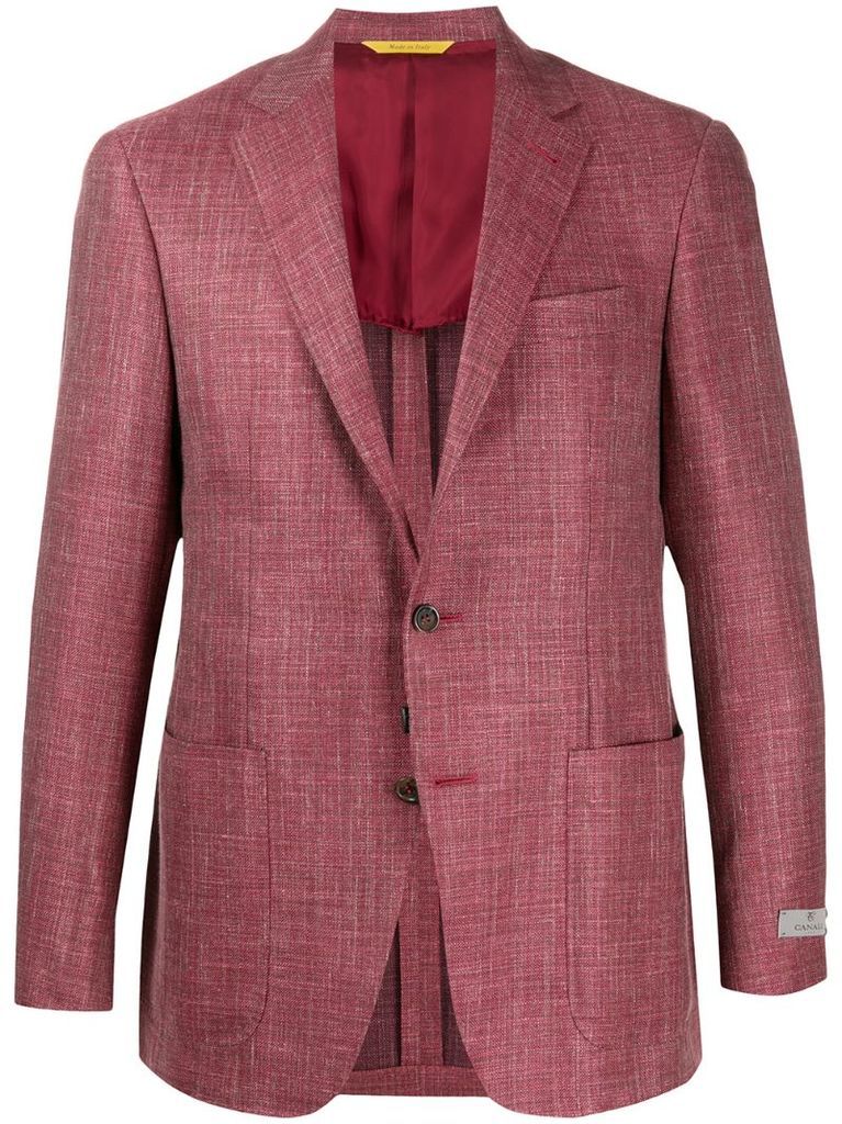 textured fitted suit jacket