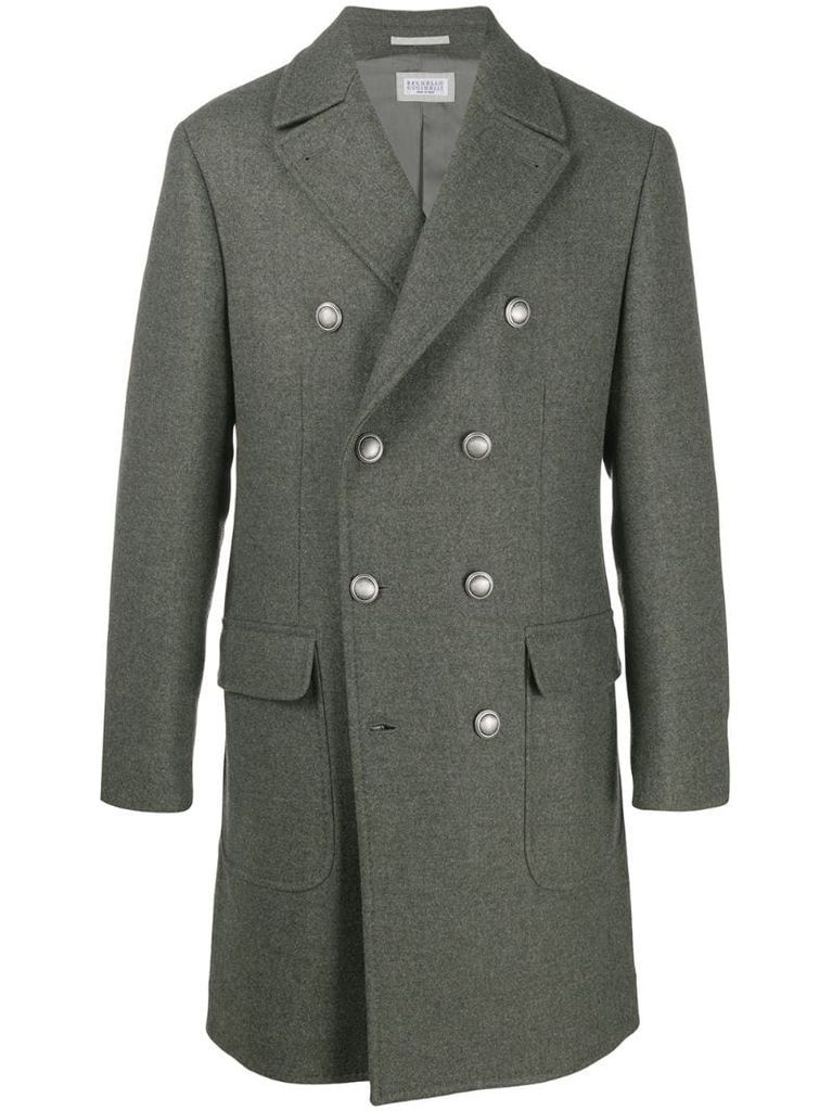 double-breasted virgin wool coat