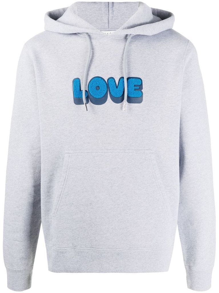 embroidered LOVE print hoodie