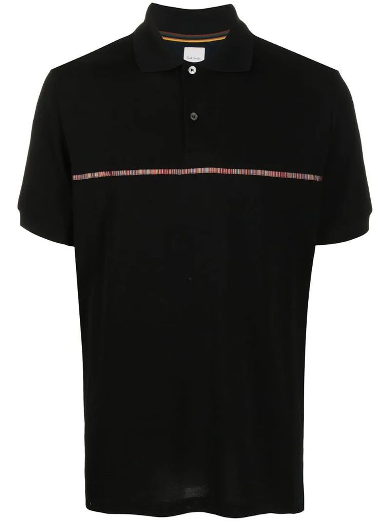 stripe-detail cotton polo shirt