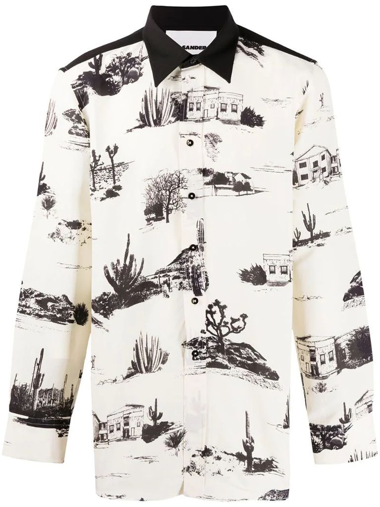 Western landscape-print shirt