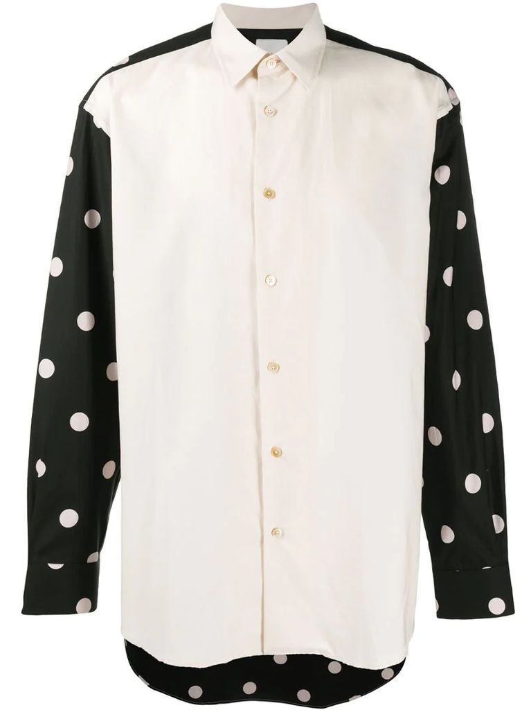 polka dot-panelled shirt