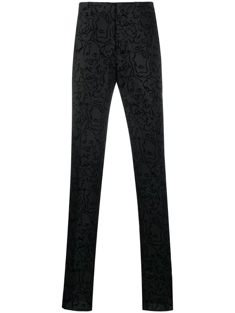 patterned slim-fit trousers