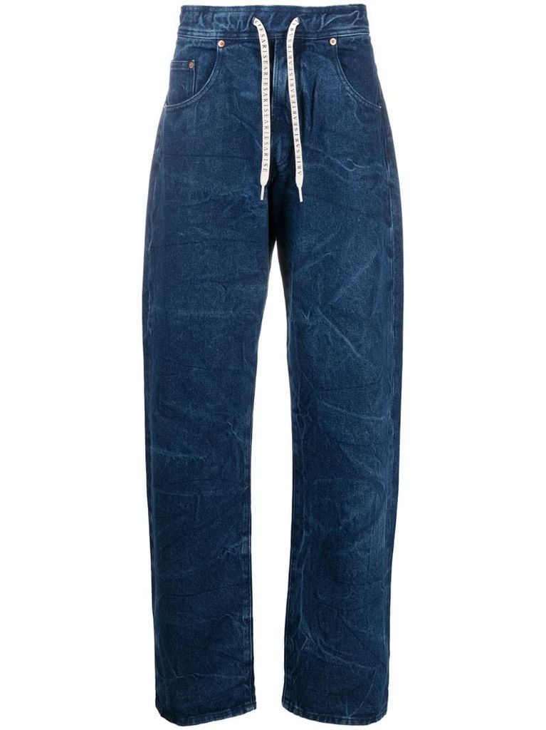 drawstring straight-leg jeans