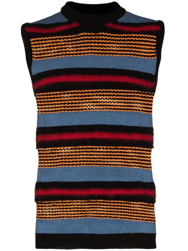 stripe panelled knit sleeveless jumper