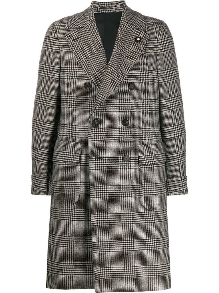 houndstooth double-breasted coat