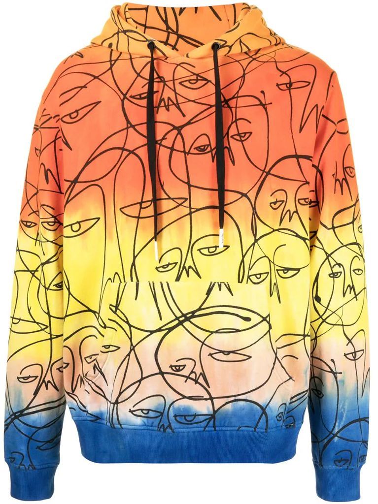 graphic print ombre hoodie