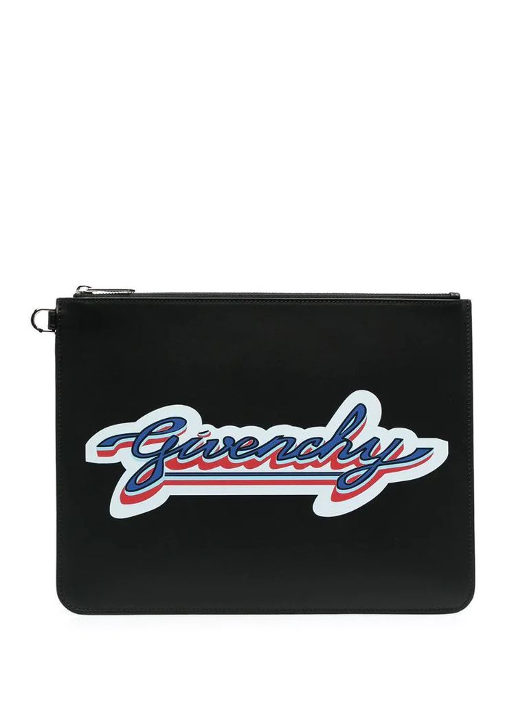 logo-print clutch bag