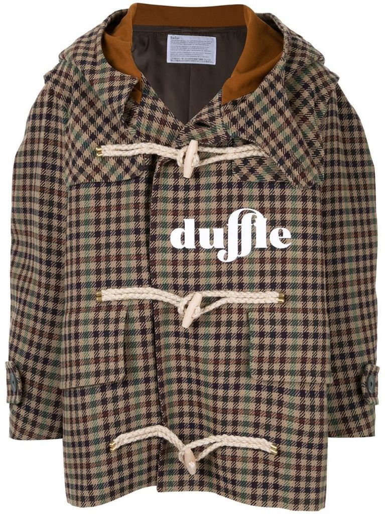 checked duffle coat
