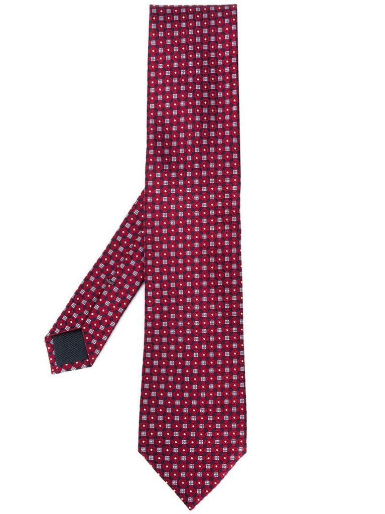 jacquard geometric pattern silk tie