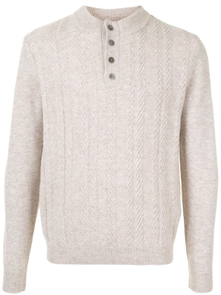 herringbone half-button sweater