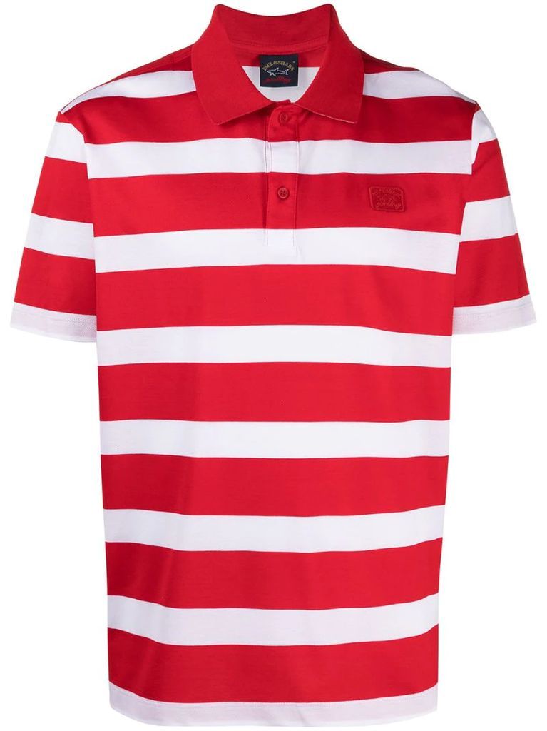 striped logo-patch polo shirt