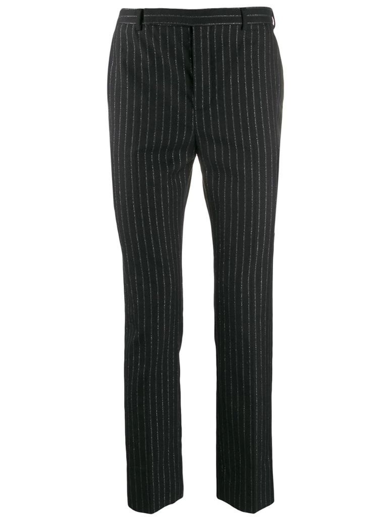 metallic striped tailored trousers