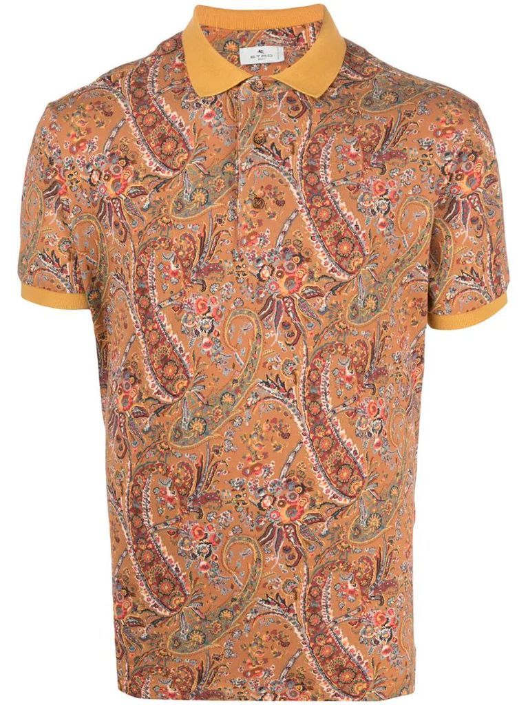 paisley-print cotton polo shirt