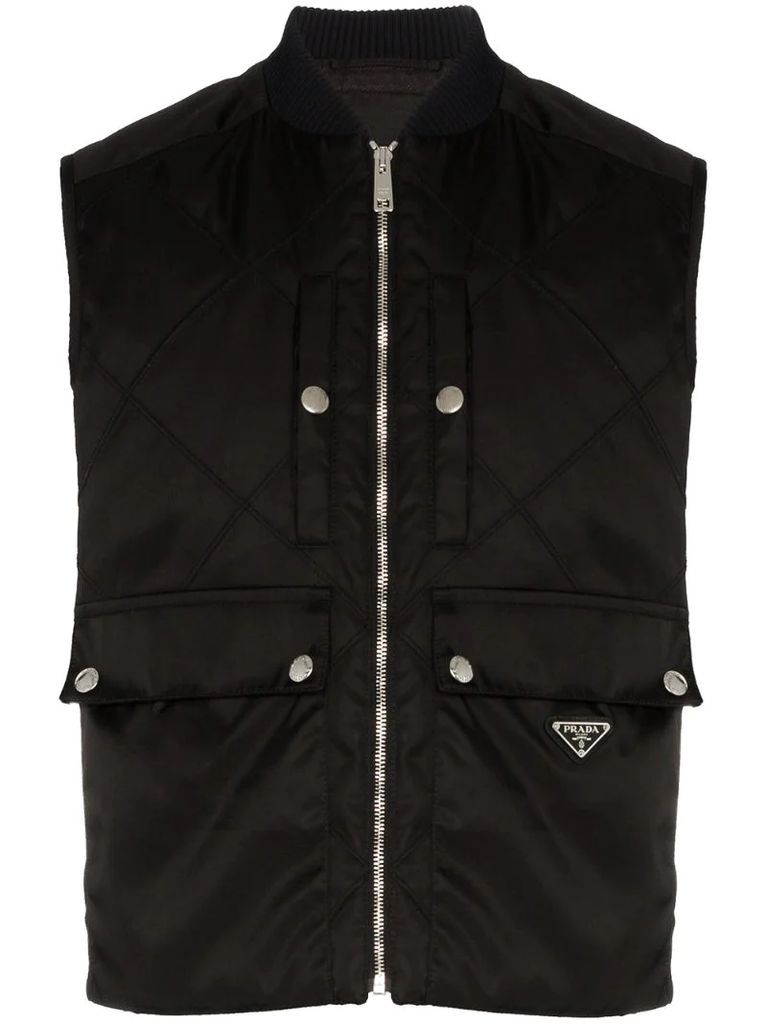 zip-up padded nylon vest