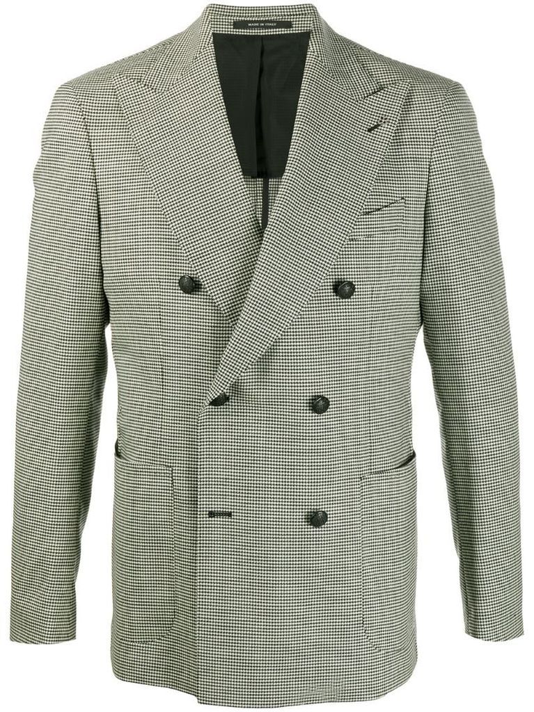 double breasted houndstooth blazer