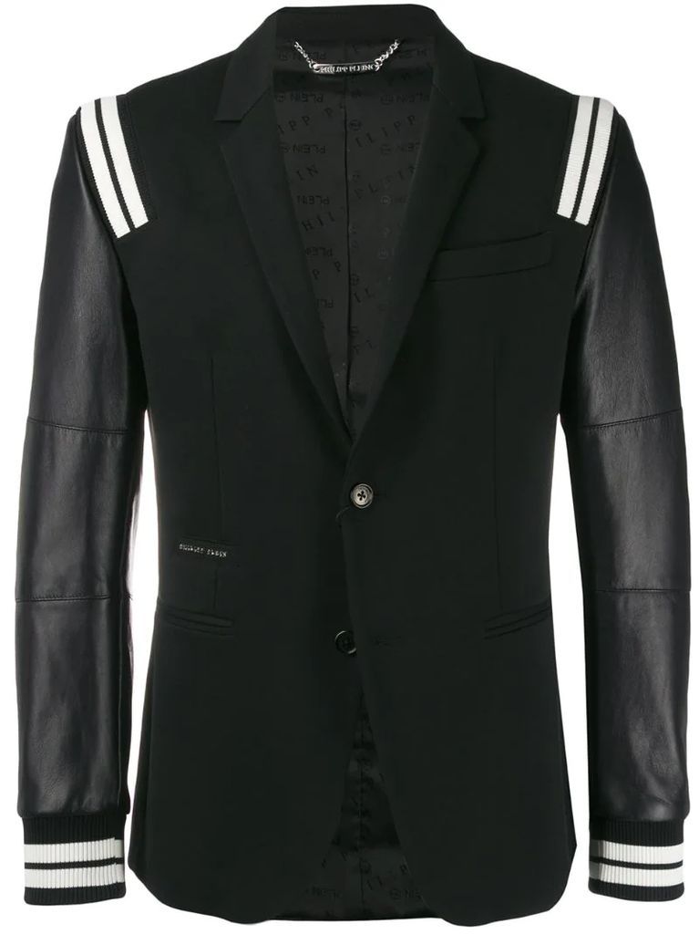 leather-panelled blazer