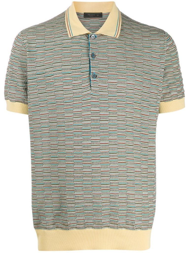topstitched pattern polo shirt