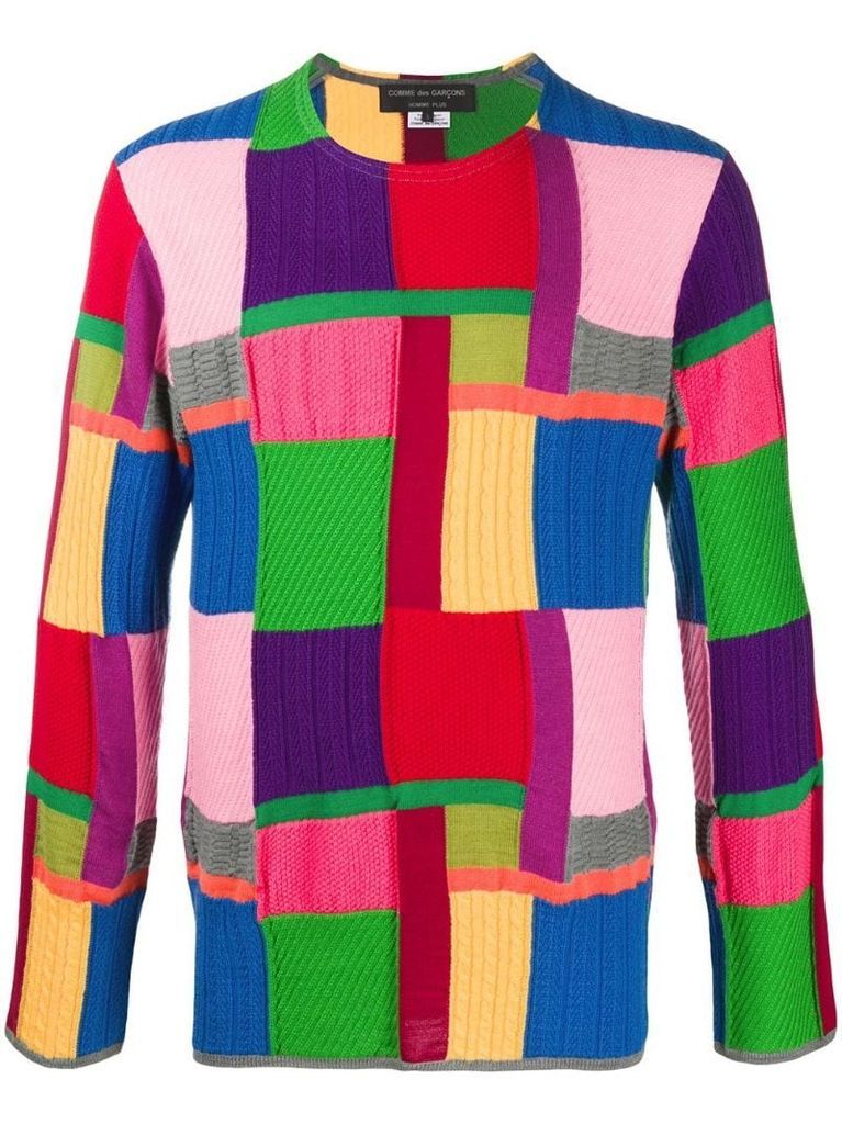colour-block crew-neck jumper