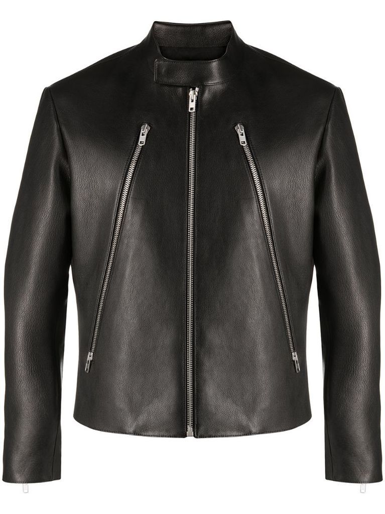 zip-detail biker jacket