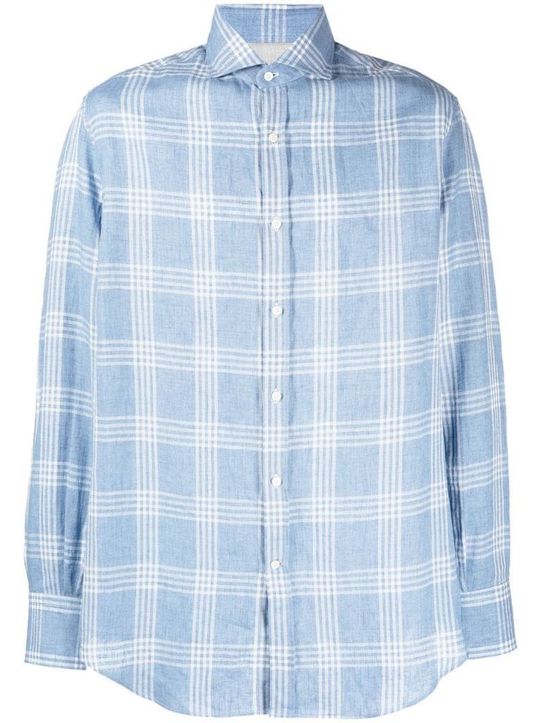 classic linen-blend checked shirt