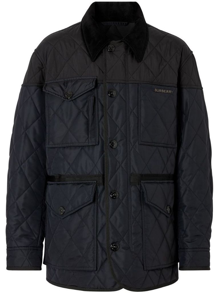 diamond-quilted thermoregulated field jacket
