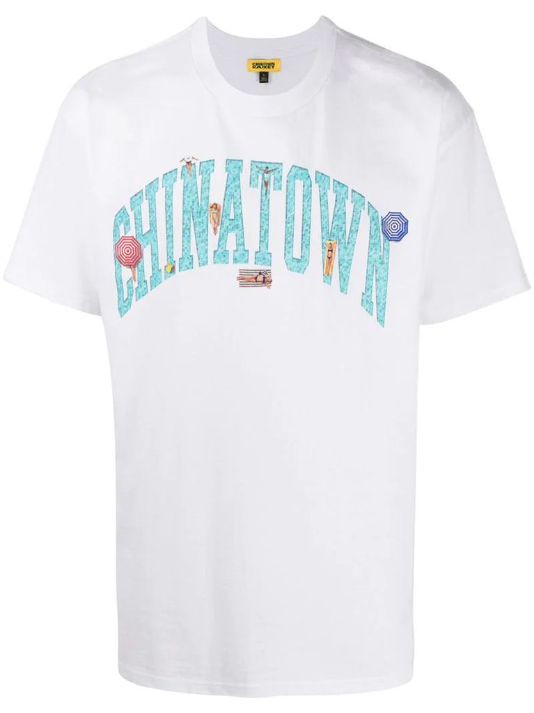 poolside-print cotton T-shirt