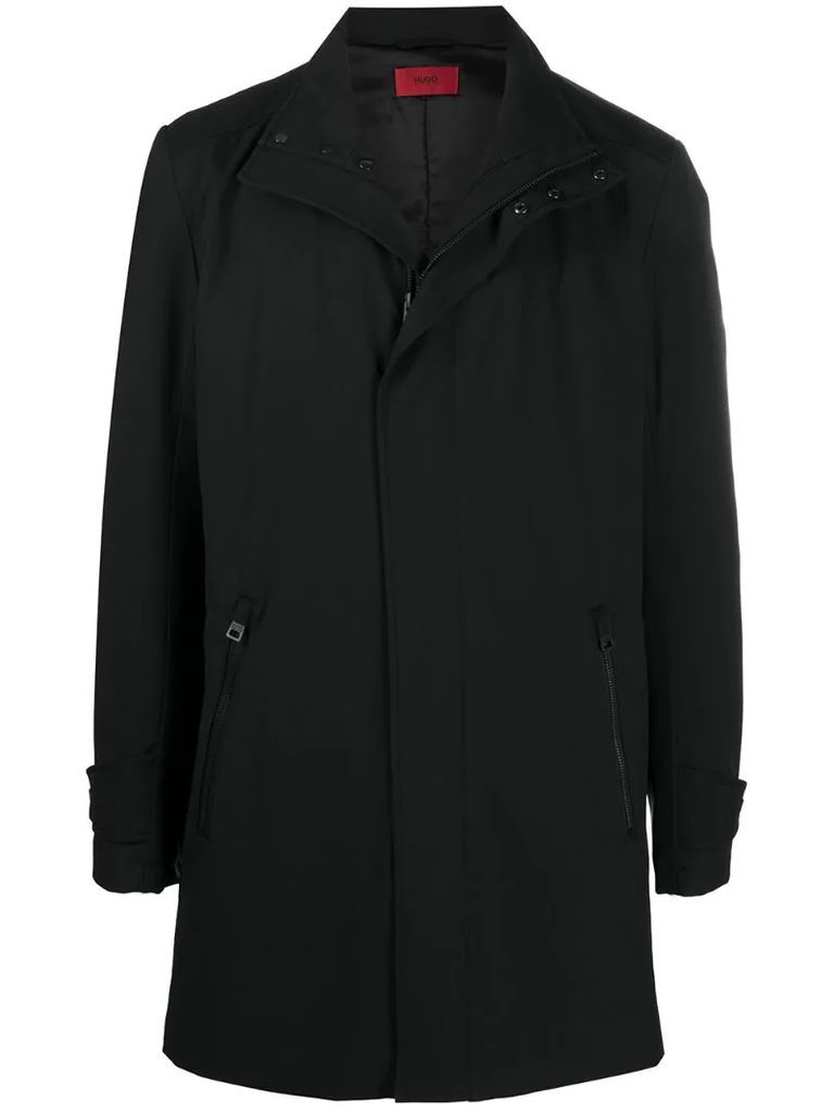 zip-up single-breasted coat