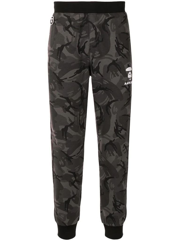 camouflage-pattern tapered track pants