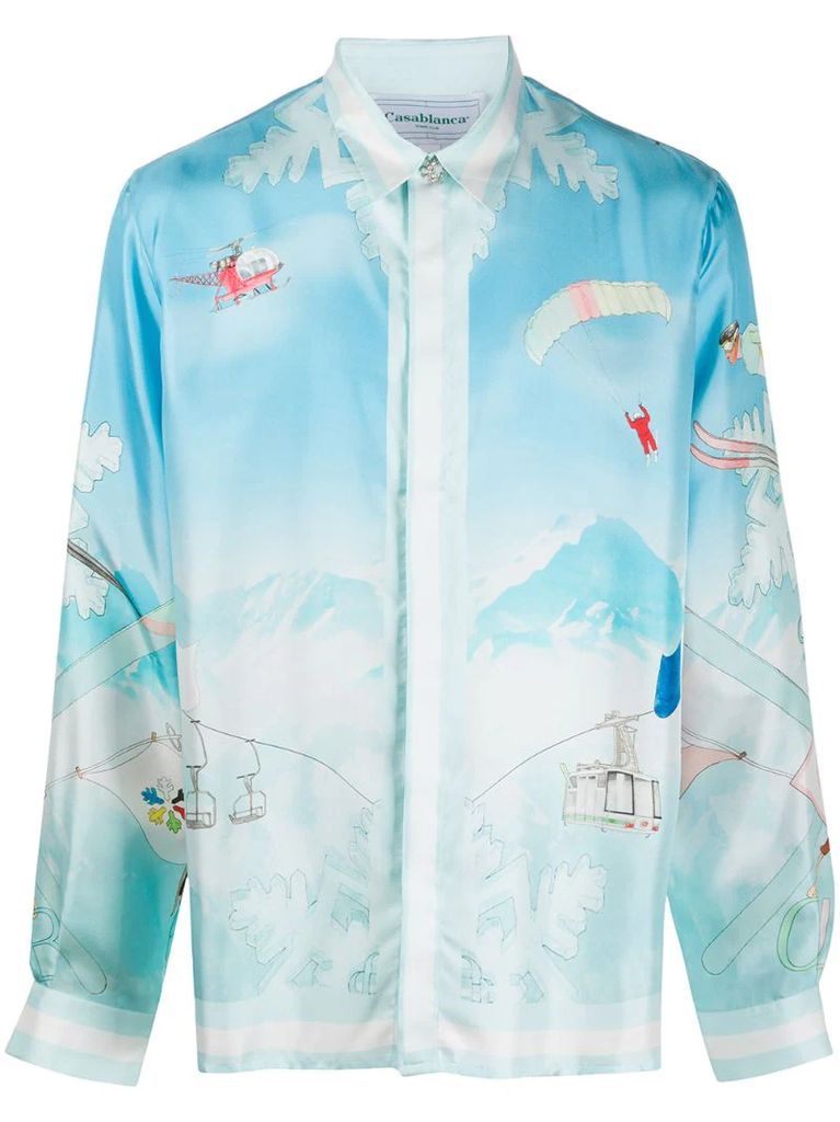 Ski print silk shirt