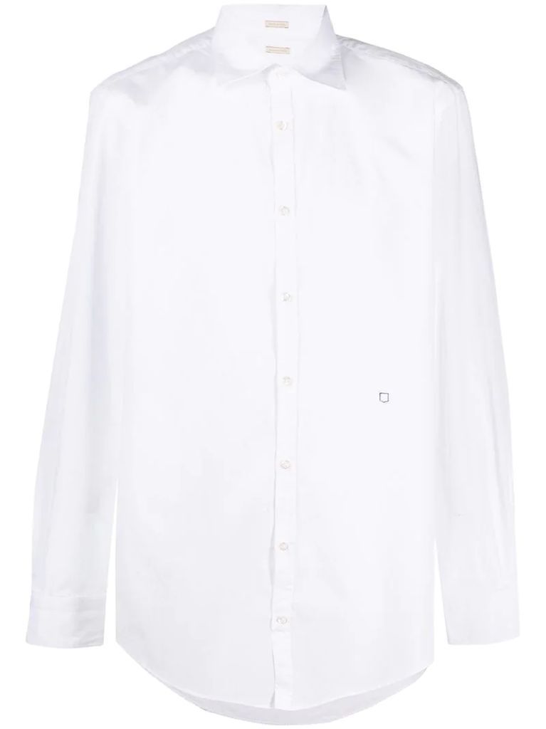 spread-collar embroidered shirt