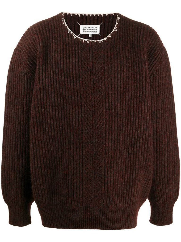 stitch-detail rib-knit jumper
