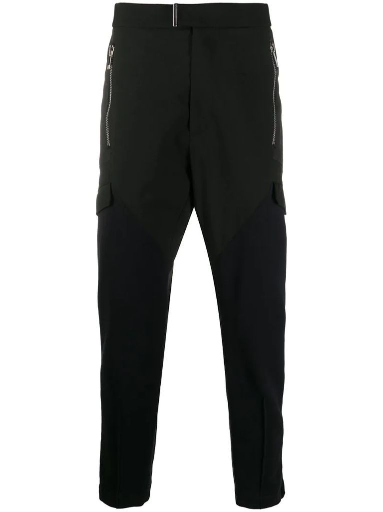 zip-pocket fitted trousers